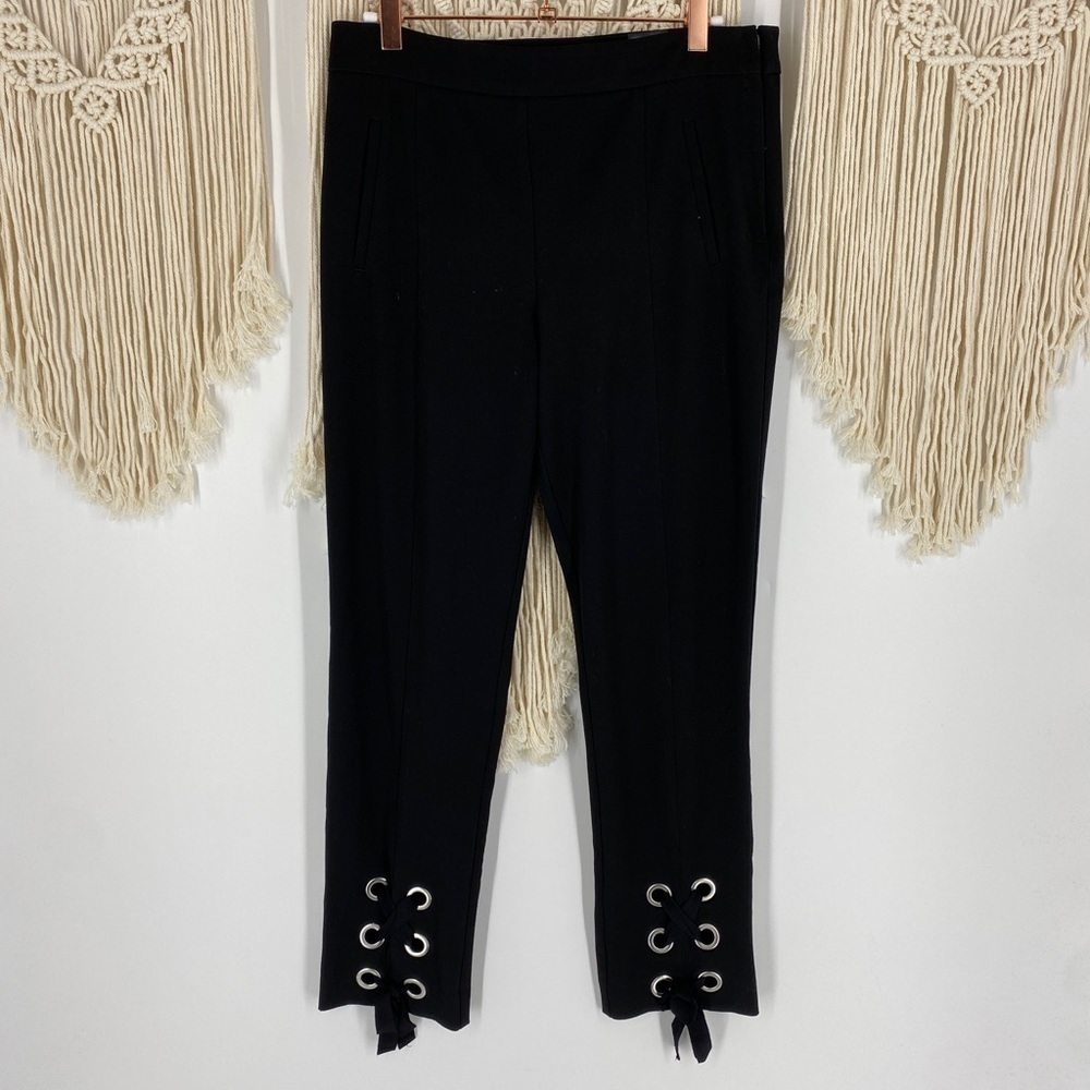 H&M Lace Up Ankle Crop Trouser Pants High Waist